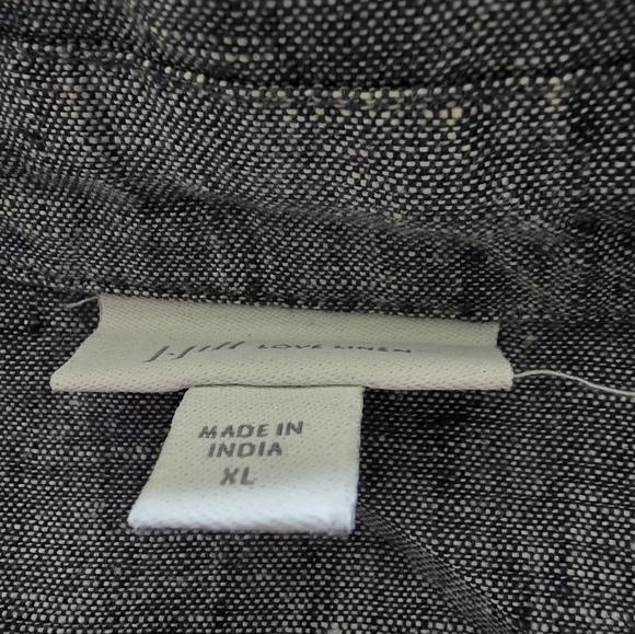 J. Jill Blazer Size XL Tie-Waist Linen Chambray Tie Waist Casual Button Up Top - Picture 11 of 13